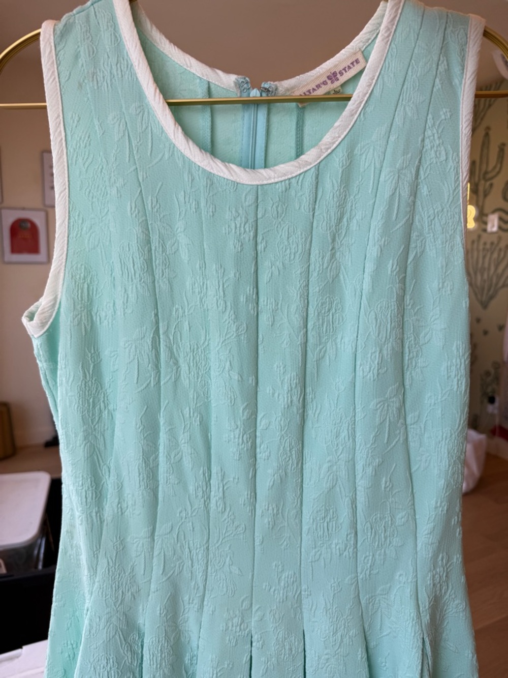 Altar'd State Mint Green Mini Dress‎ with Cream Trim